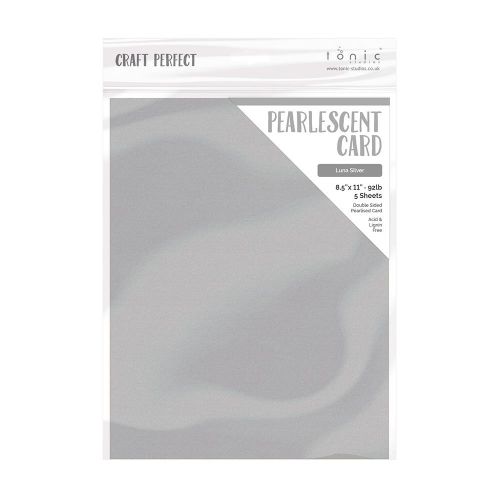 Craft Perfect Pearlescent Cardstock 8.5"X11" 5/Pkg Luna Silver