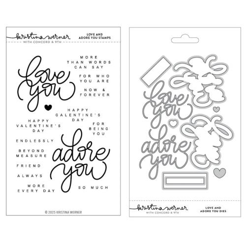 Concord & 9th Kristina Werner Love and Adore You Stamps and Dies Bundle - Postage as per Actual