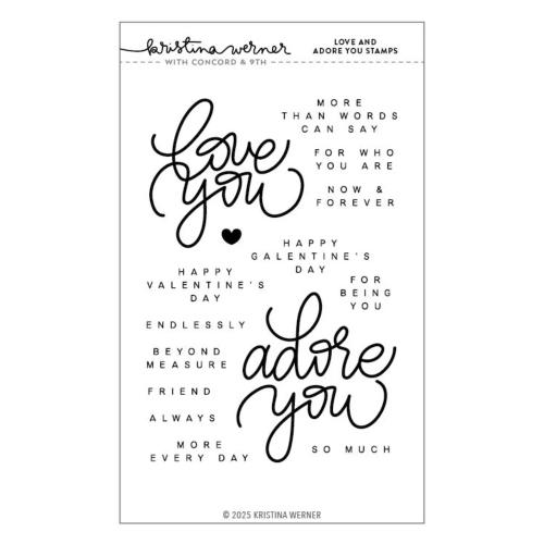 Concord & 9th Kristina Werner Love and Adore You Stamps and Dies Bundle - Postage as per Actual