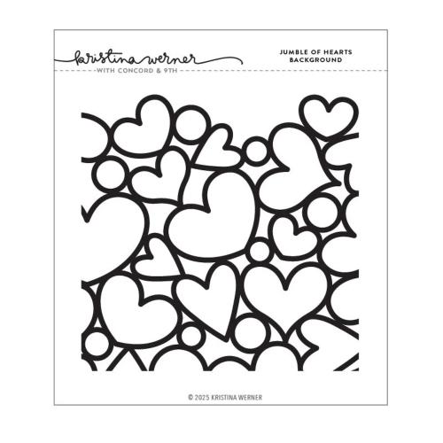 Concord & 9th Kristina Werner Jumble of Hearts Stamp and Stencils Bundle - Postage as per Actual