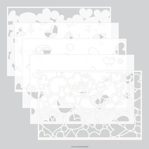 Concord & 9th Kristina Werner Jumble of Hearts Stamp and Stencils Bundle - Postage as per Actual