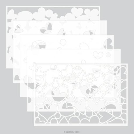Concord & 9th Kristina Werner Jumble of Hearts Stamp and Stencils Bundle - Postage as per Actual