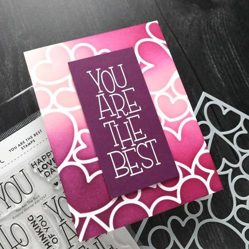 Concord & 9th Kristina Werner Jumble of Hearts Stamp and Stencils Bundle - Postage as per Actual