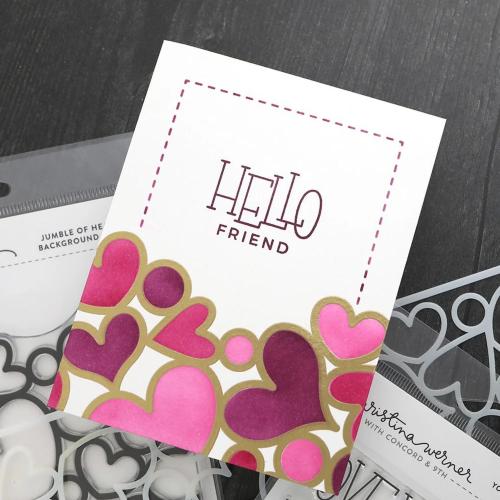 Concord & 9th Kristina Werner Jumble of Hearts Stamp and Stencils Bundle - Postage as per Actual