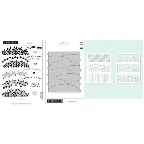 Concord & 9th Hillside Stamps Die and Stencils Bundle - Postage as per Actual