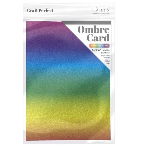 Craft Perfect Ombre Glitter Cardstock 8.5"X11"-Kaleidoscope Of Color