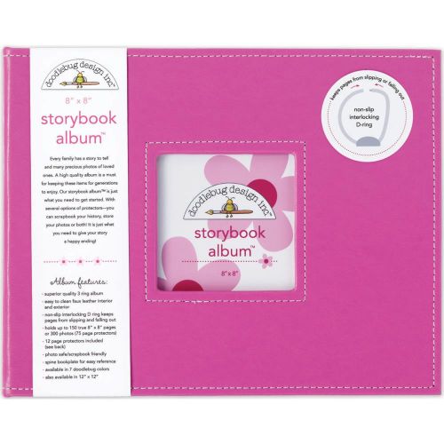 Doodlebug Storybook D-Ring Album 8"X8" Bubble Gum - Postage as per Actual