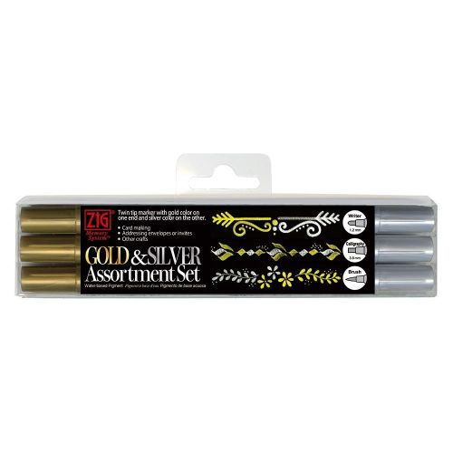 Kuretake ZIG Memory System Assortment Set Gold & Silver