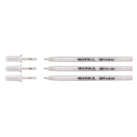 Sakura's Gelly roll gel pen 05, 08 & 10 White 3pieces