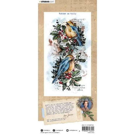 Studio Light Vintage Christmas Clear Stamp Robins on Holly