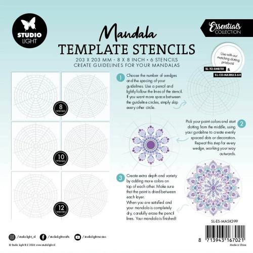 Studio Light Mandala Template Stencils (6pcs) (SL-ES-MASK399) - Postage as per Actual