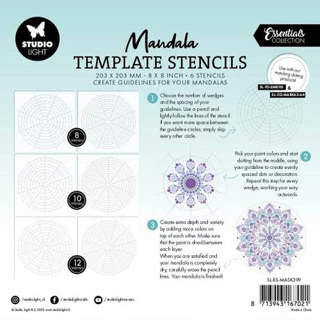 Studio Light Mandala Template Stencils (6pcs) (SL-ES-MASK399) - Postage as per Actual