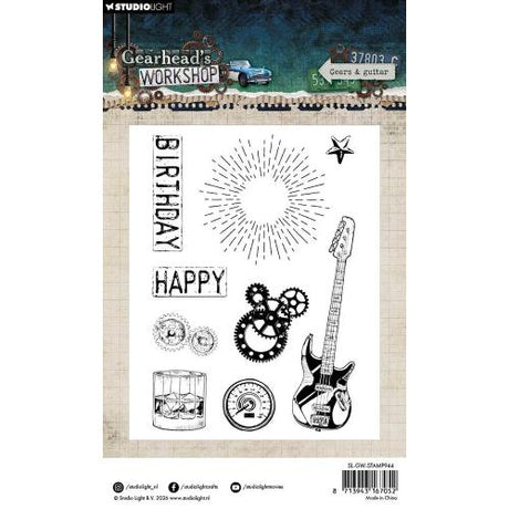 Studio Light Gearhead's Workshop Clear Stamps Gears & Guitar (SL-GW-STAMP944)