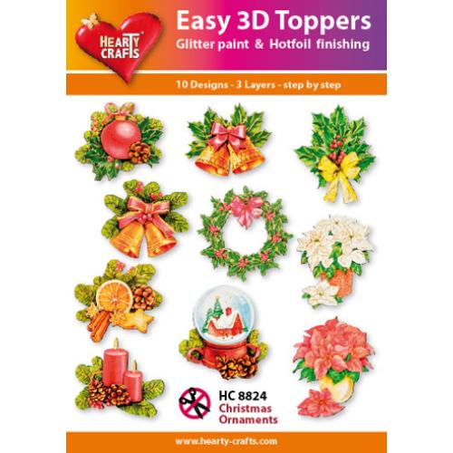 Hearty Crafts - Christmas Ornaments Glitter Paint & Hotfoil Finishing 3D Toppers (HC-8824)