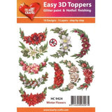 Hearty Crafts - WInter Flowers Glitter Paint & Hotfoil Finishing 3D Toppers (HC-9424)