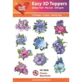 Hearty Crafts - Flowers Blue/Violet Glitter Foil 3D Toppers (HC-9838)