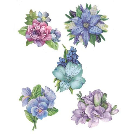 Hearty Crafts - Flowers Blue/Violet Glitter Foil 3D Toppers (HC-9838)