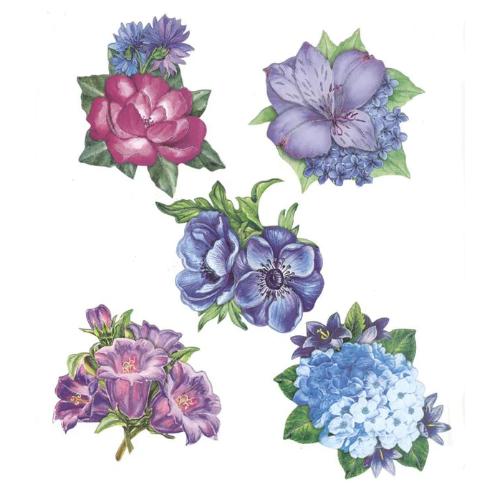 Hearty Crafts - Flowers Blue/Violet Glitter Foil 3D Toppers (HC-9838)