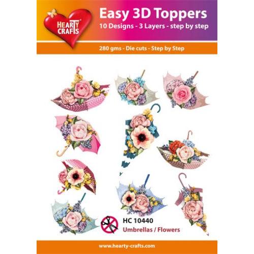 Hearty Crafts - Umbrellas/Fowers Glitter Paint 3D Toppers (HC-10440)