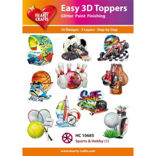 Hearty Crafts - Sports & Hobby 1 Glitter Paint Finishing 3D Toppers (HC-10685)