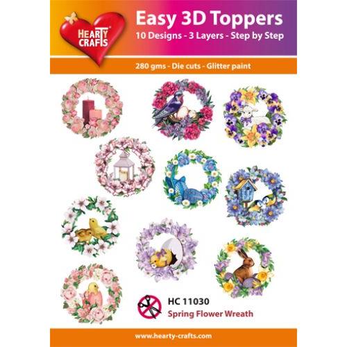 Hearty Crafts - Spring Flower Wreath Glitter Paint 3D Toppers (HC-11030)