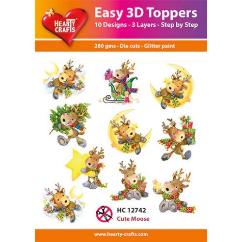 Hearty Crafts - Cute Moose Glitter Paint 3D Toppers (HC-12742)