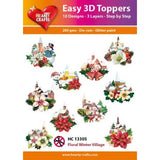 Hearty Crafts - Floral Winter Village Glitter Paint 3D Toppers (HC-13305)