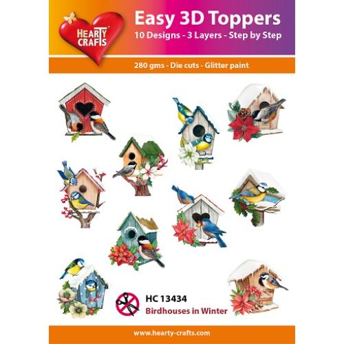 Hearty Crafts - Birdhouses In Winter Glitter Painr 3D Toppers (HC-13434)