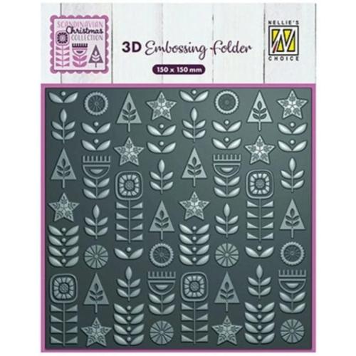 Nellie Snellen 3D Embossing Folder Scandinavian Flowers (EF3D093)