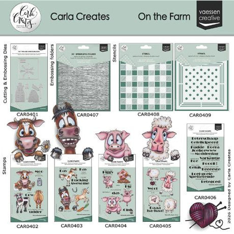 Vaessen Creative • 3D Embossing Folder by Carla Creates Wood on the Farm 5.9x5.9"