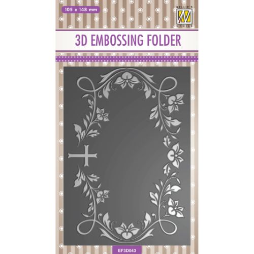 Nellie's Choice 3D Embossing Folder - Blooming Twigs With Cross