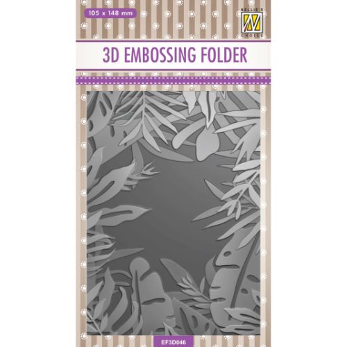 Nellie's Choice 3D Embossing Folder - Frame Of Tropical Leaves