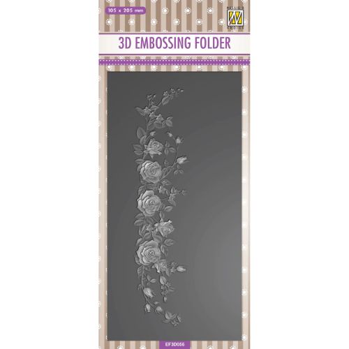 Nellie's Choice 3D Embossing Folder Slimline - Rose Border