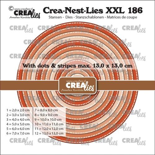 Crealies Crea-Nest-Lies XXL Dies Circles with Dots and Stripes (CLNestXXL186)