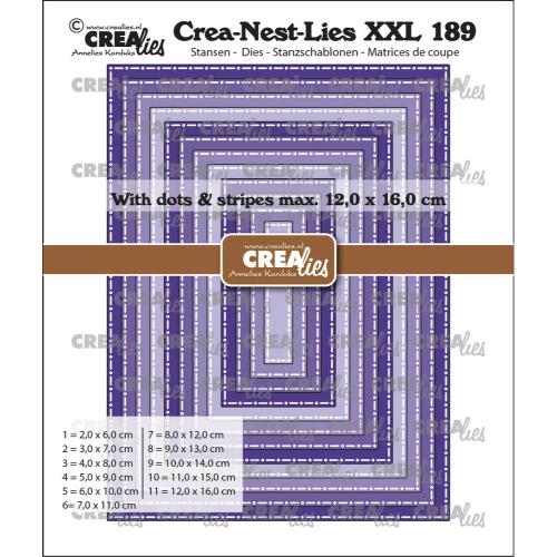 Crealies Crea-Nest-Lies XXL Dies Rectangles with Dots and Stripes (CLNestXXL189)