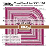 Crealies Crea-Nest-Lies XXL Dies Squares with One Rounded Corner and Little Stripes (CLNestXXL190)
