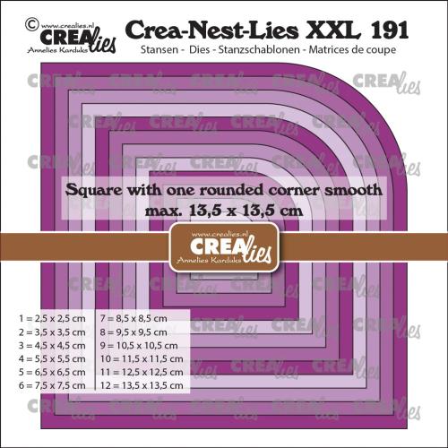 Crealies Crea-Nest-Lies XXL Dies Squares with One Rounded Corner Smooth (CLNestXXL191)