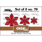 Crealies Set of 3 Dies No. 79 Solid Flowers 33 Poinsettia with Veins (CLSet79)