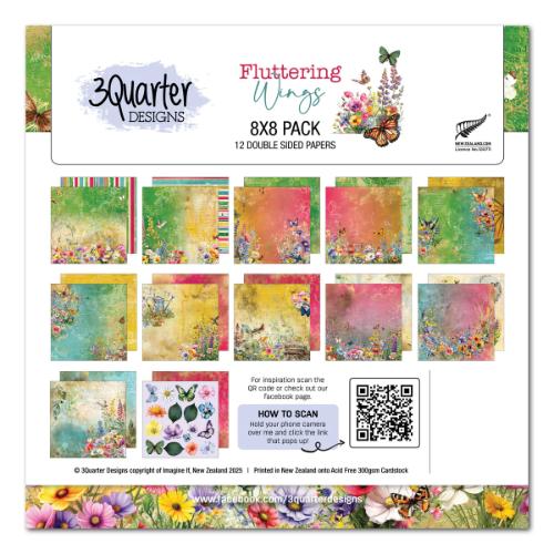 3Quarter Designs Fluttering Wings  8x8 Paper Pack