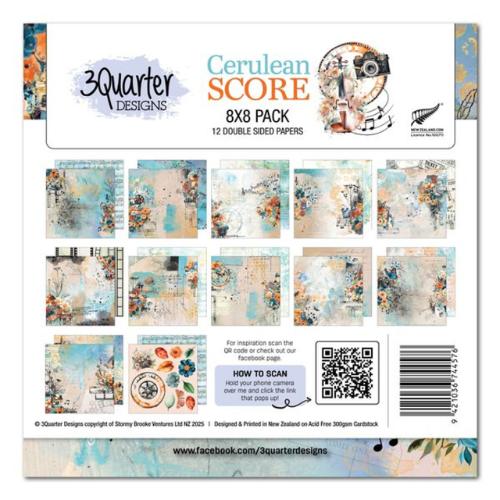 3Quarter Designs - Cerulean Score Collection - 8x8 Pack