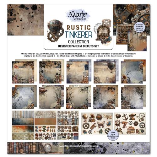 3Quarter Designs Rustic Tinkerer 12x12 Design Paper & Diecuts Set - Postage as per Actual