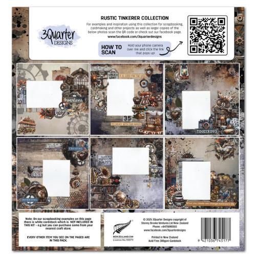 3Quarter Designs Rustic Tinkerer 12x12 Design Paper & Diecuts Set - Postage as per Actual