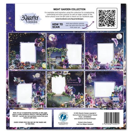3Quarter Designs Night Garden 12x12 Design Paper & Diecuts Set - Postage as per Actual