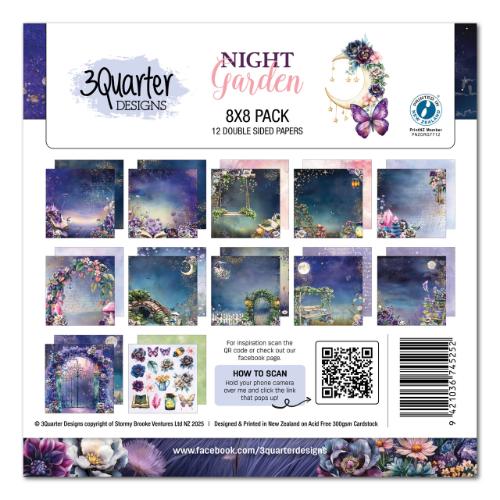 3Quarter Designs Night Garden 8x8 Paper Pack