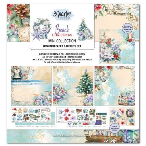 3Quarter Designs Beach Christmas- Mini 12 x 12 Design Paper and Die Cut Set - Postage as per Actual
