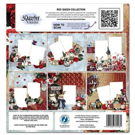 3Quarter Designs Red Queen 12x12 Design Paper & Diecuts Set - Postage as per Actual