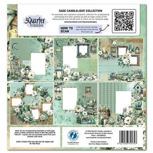 3Quarter Designs Sage Candlelight Scrapbook Collection - Postage as per Actual