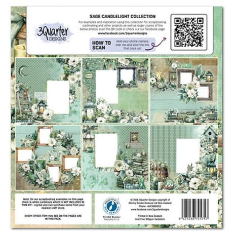 3Quarter Designs Sage Candlelight Scrapbook Collection - Postage as per Actual