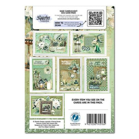 3Quarter Designs Sage Candlelight 6"x4" Card Pack