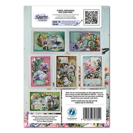 3Quarter Designs Floral Mechanica   6x4 Card Pack